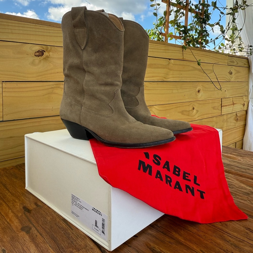 Isabel Marant Taupe Suede Western Boots